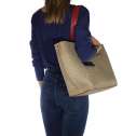 Borbonese Shopping Medium in Graffiti Special OP Naturale/Bordeaux/Blu 904130H80T85