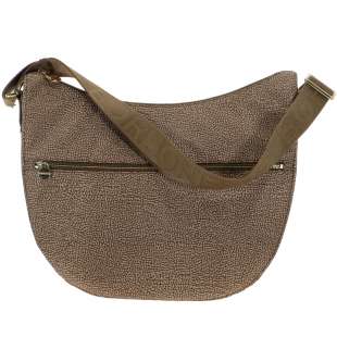 Borbonese Luna Medium Hobo Di Nylon Riciclato OP Beige/Marrone 934109I15 994