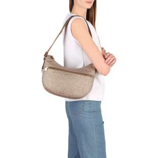 Borbonese Luna Small con taschino in Nylon Riciclato Beige/Marrone 934107I15994 2