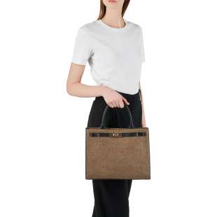 Borbonese Shopping Bag Out Of Office Medium OP Naturale/Nero 924641AG2311 2