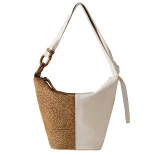 Borbonese Secchiello Sunset Medium Chantilly Cream/OP Naturale 923812AU5Z81