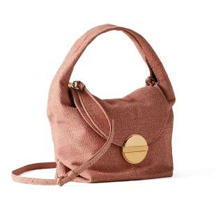 Borbonese Tweet Small in camoscio Blush 923359684533 2