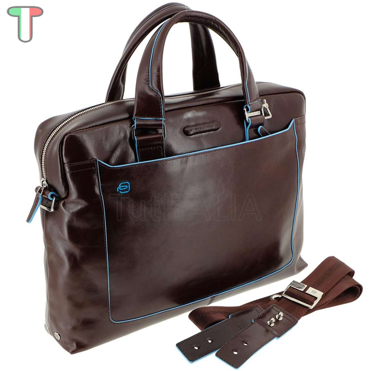 Porta Documenti Piquadro - Portacarte Da Viaggio Con Portapassaporto, 14 Tasche, Mogano - Foto 6