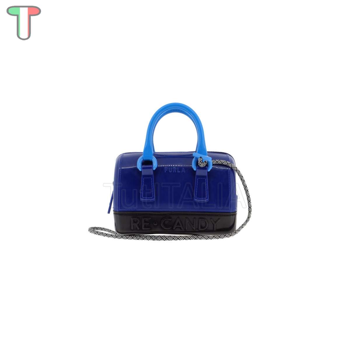 Furla Candy Mini M Black/Pacific/Ciano WE00347 BX1173 1055 1537S mini  top-handle bag | TutITALIA