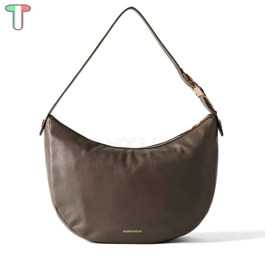 Borbonese Luna Bag Medium 011 Clay Grey 924099AR7Z54 shoulder bag TutITALIA