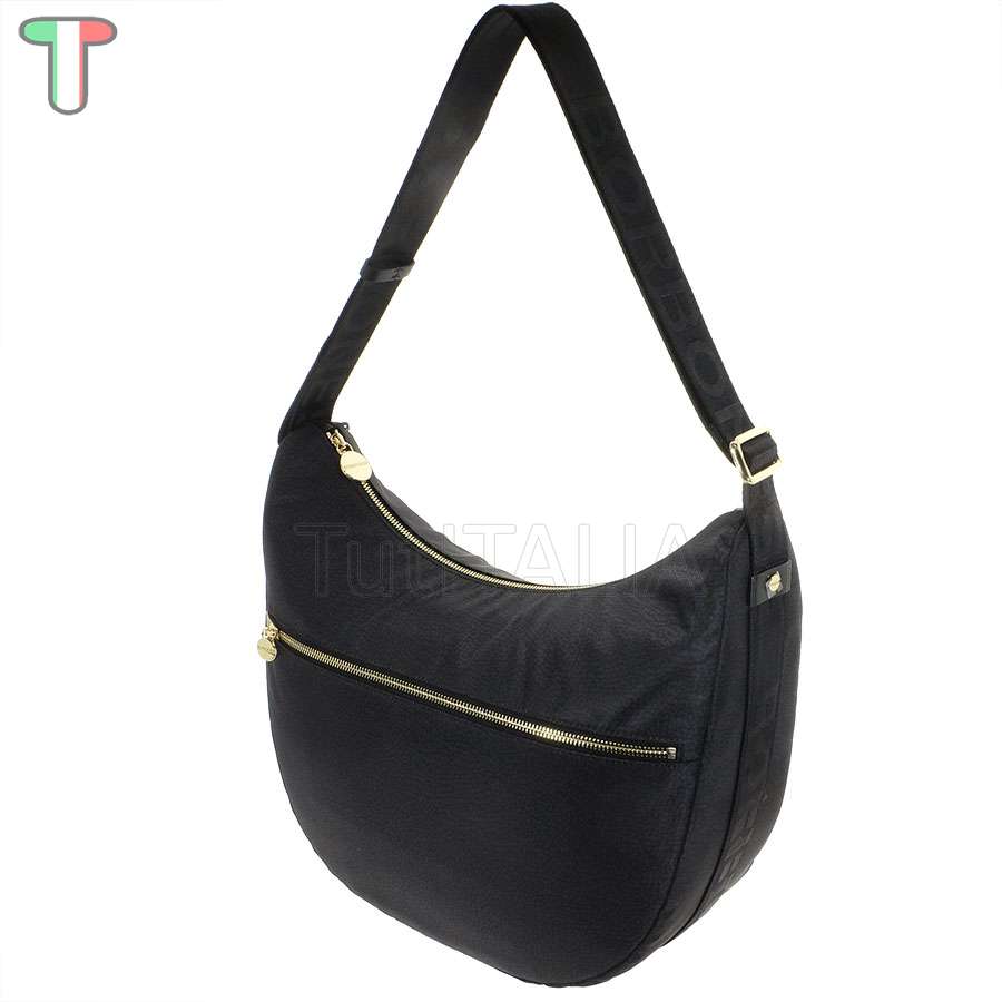 Borbonese Luna Medium Hobo Di Nylon Riciclato OP Nero 934109I15 100  shoulder bag | TutITALIA