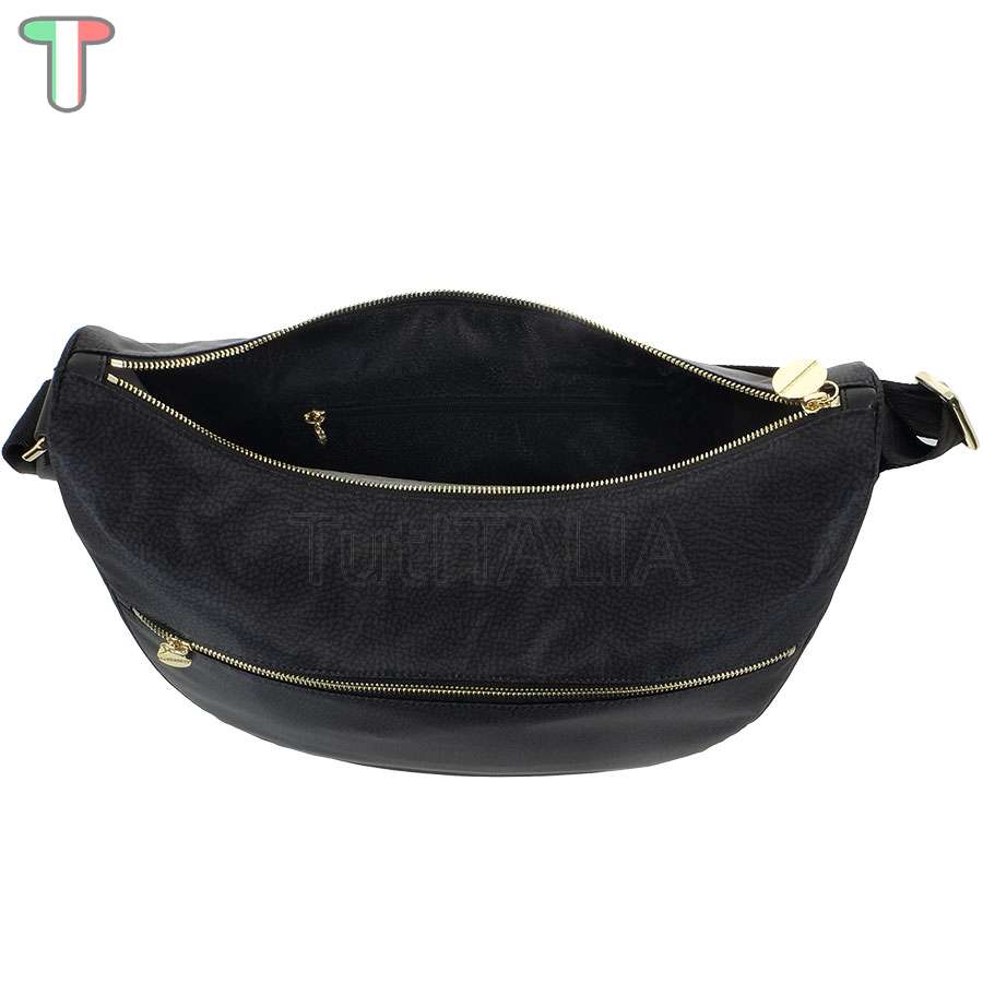 Borbonese Luna Medium Hobo Di Nylon Riciclato OP Nero 934109I15 100  shoulder bag | TutITALIA