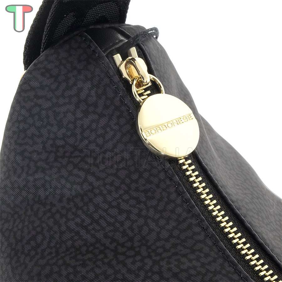 Borbonese Luna Medium Hobo Di Nylon Riciclato OP Nero 934109I15 100  shoulder bag | TutITALIA