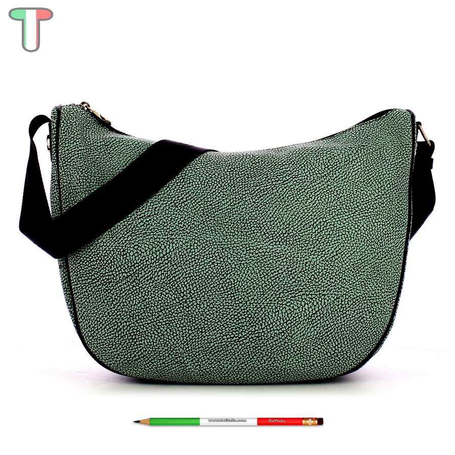 Borbonese Luna Bag Medium Opla Verde Smeraldo Nero 963783695I15 shoulder bag TutITALIA