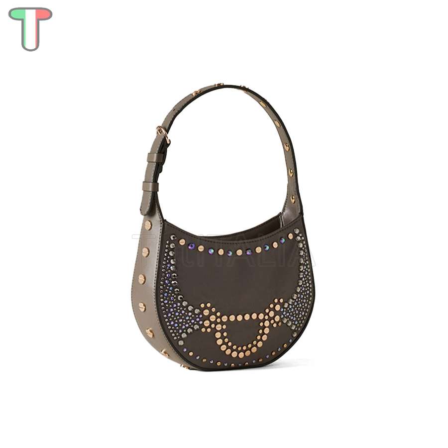 Borbonese Mini Hobo Bag 110 Swarovski Clay Grey 923047AT3Z54