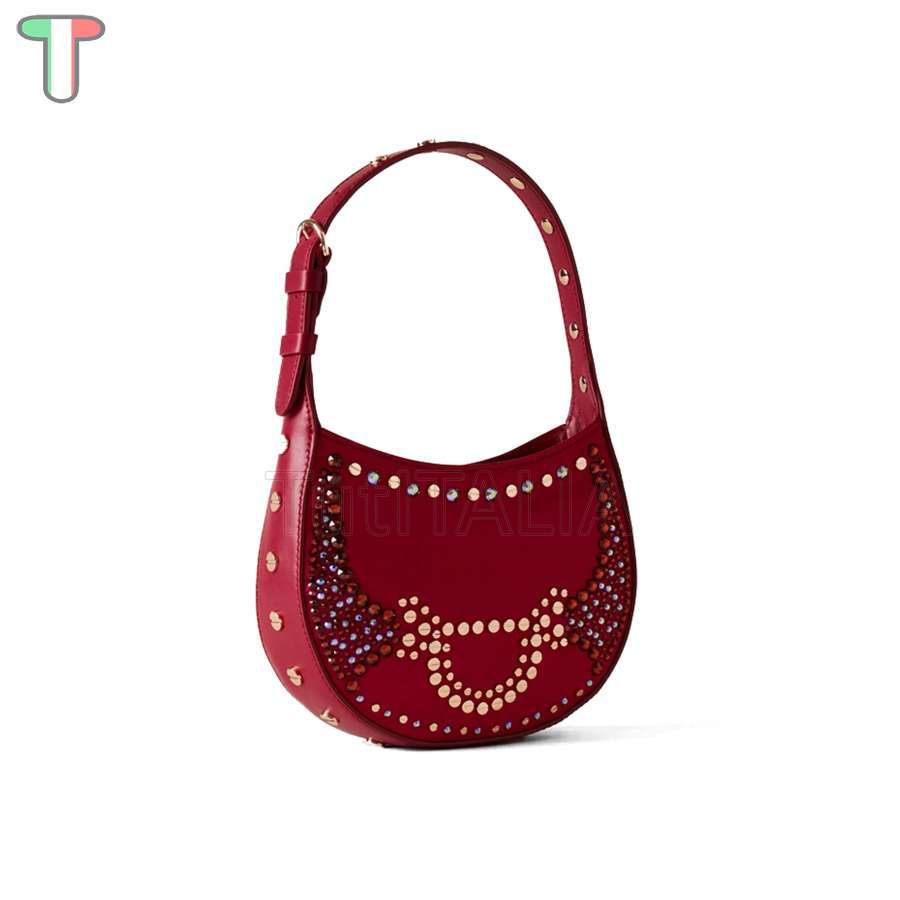 Borbonese Mini Hobo Bag 110 Swarovski Borgogna 923047AT3Z59