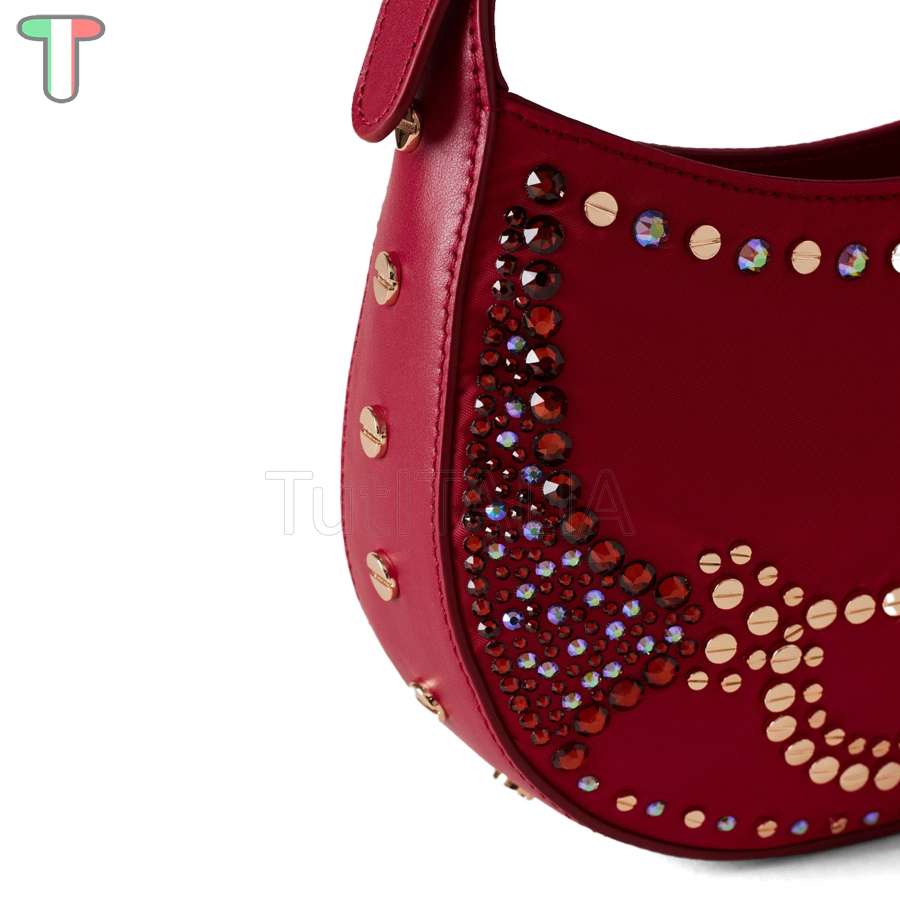 Borbonese Mini Hobo Bag 110 Swarovski Borgogna 923047AT3Z59