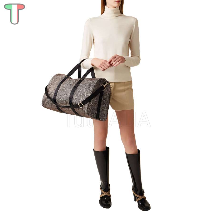 Borbonese Borsone Eco Line Medium OP Naturale/Nero 934132I15X11