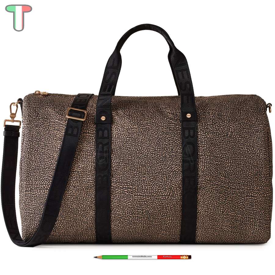 Borbonese Borsone Eco Line Medium OP Naturale/Nero 934132I15X11