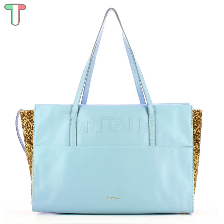 Borbonese Shopper Livre Large Topazio/OP Naturale 923351AR1Z78