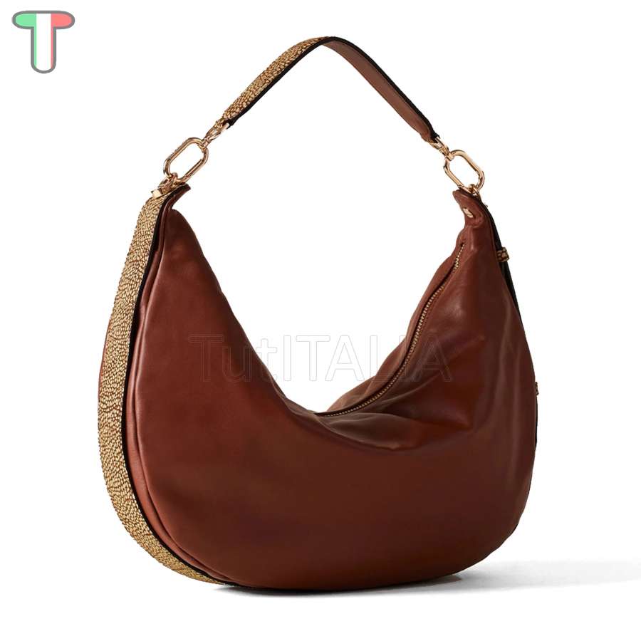 Borbonese Hobo Bag Oyster Medium Cuoio/OP Naturale 923738AR1392