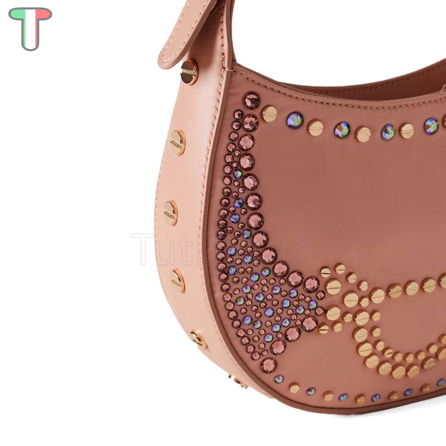 Borbonese Mini Hobo Bag 110 Swarovski Blush 923047AT3533