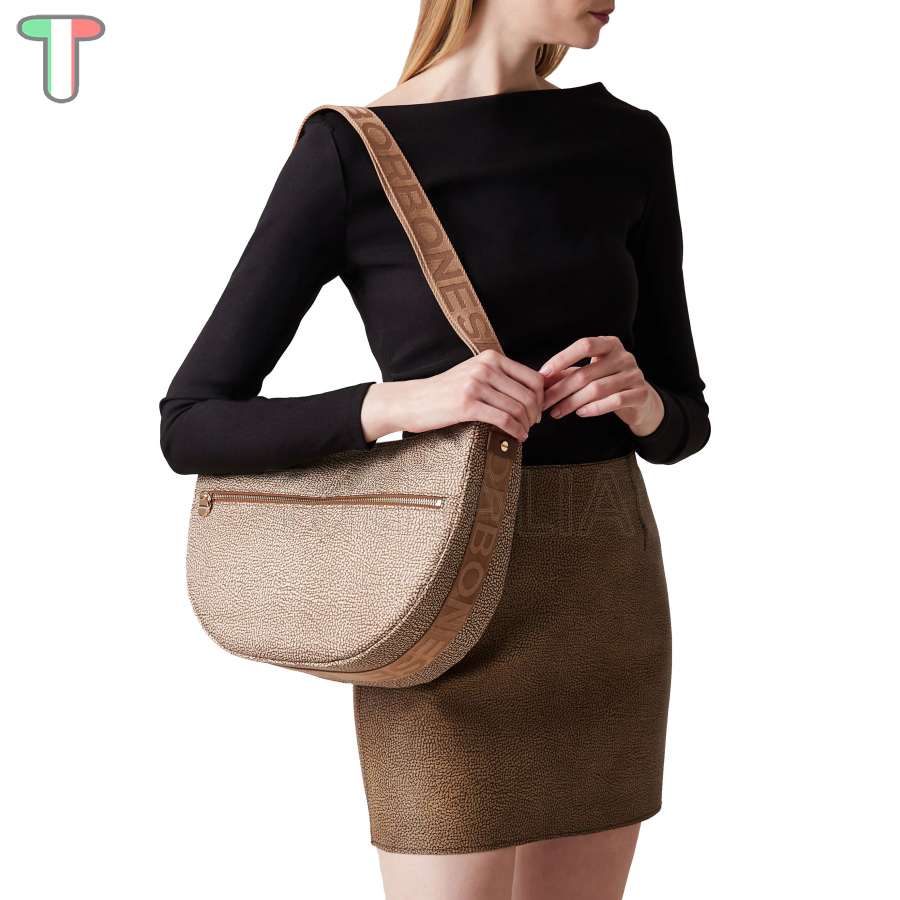 Borbonese Luna Bag Medium Beige/Marrone 934108I15994